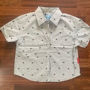 Coors Light beer Rockies Mountains Gray Slim fit cropped button up shirt Medium